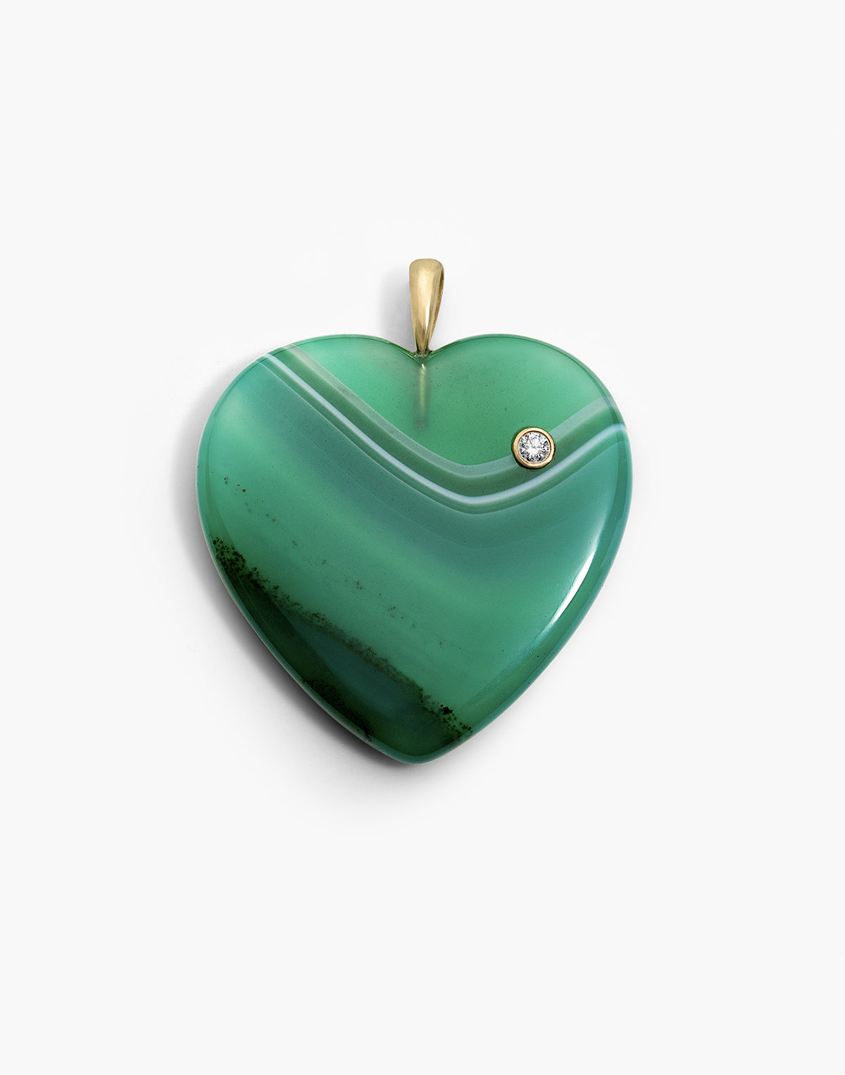 Grey Pearl & Green Onyx Heart Necklace