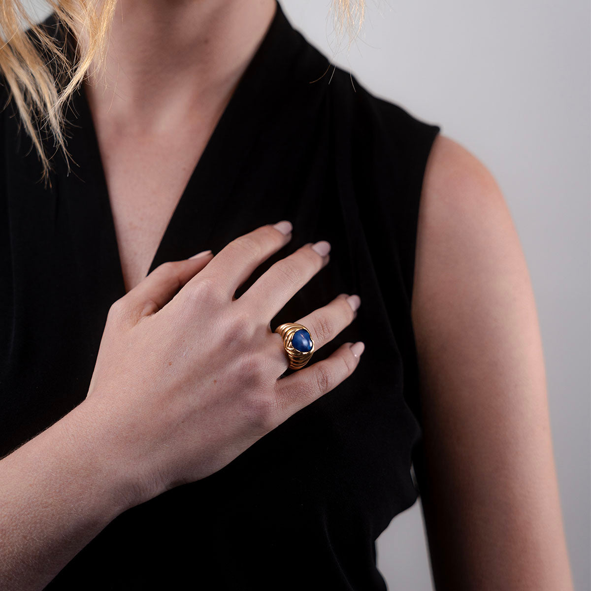 Star Sapphire Puffer Heart Ring
