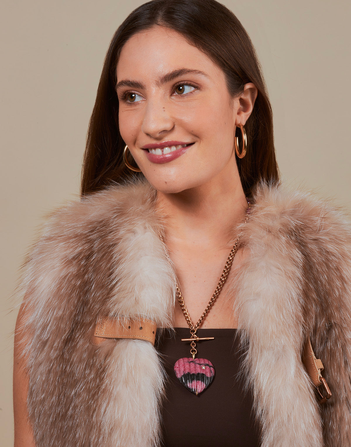 Rhodonite and Diamond Heart Necklace