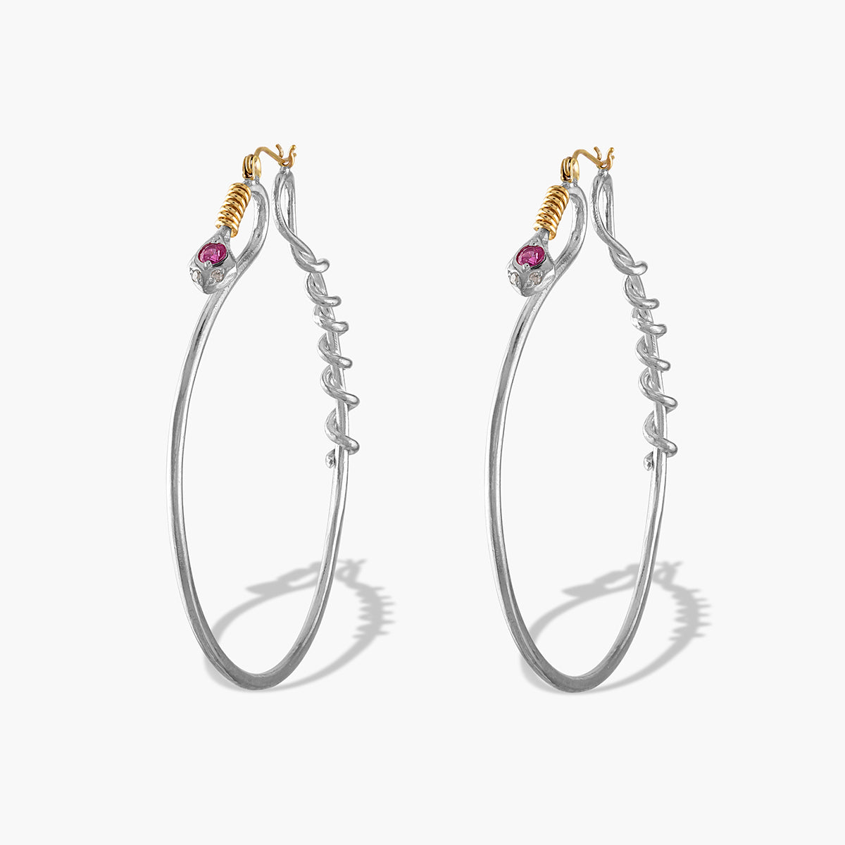 Serpent Twist Hoops - Silver