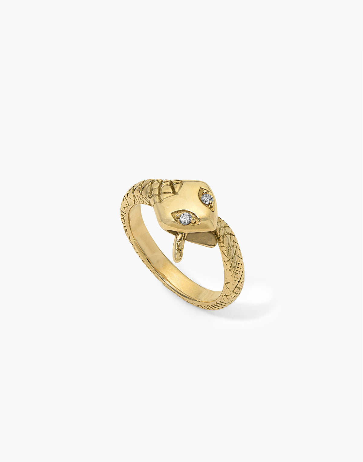 Ouroboros Serpent Ring with Diamond Eyes