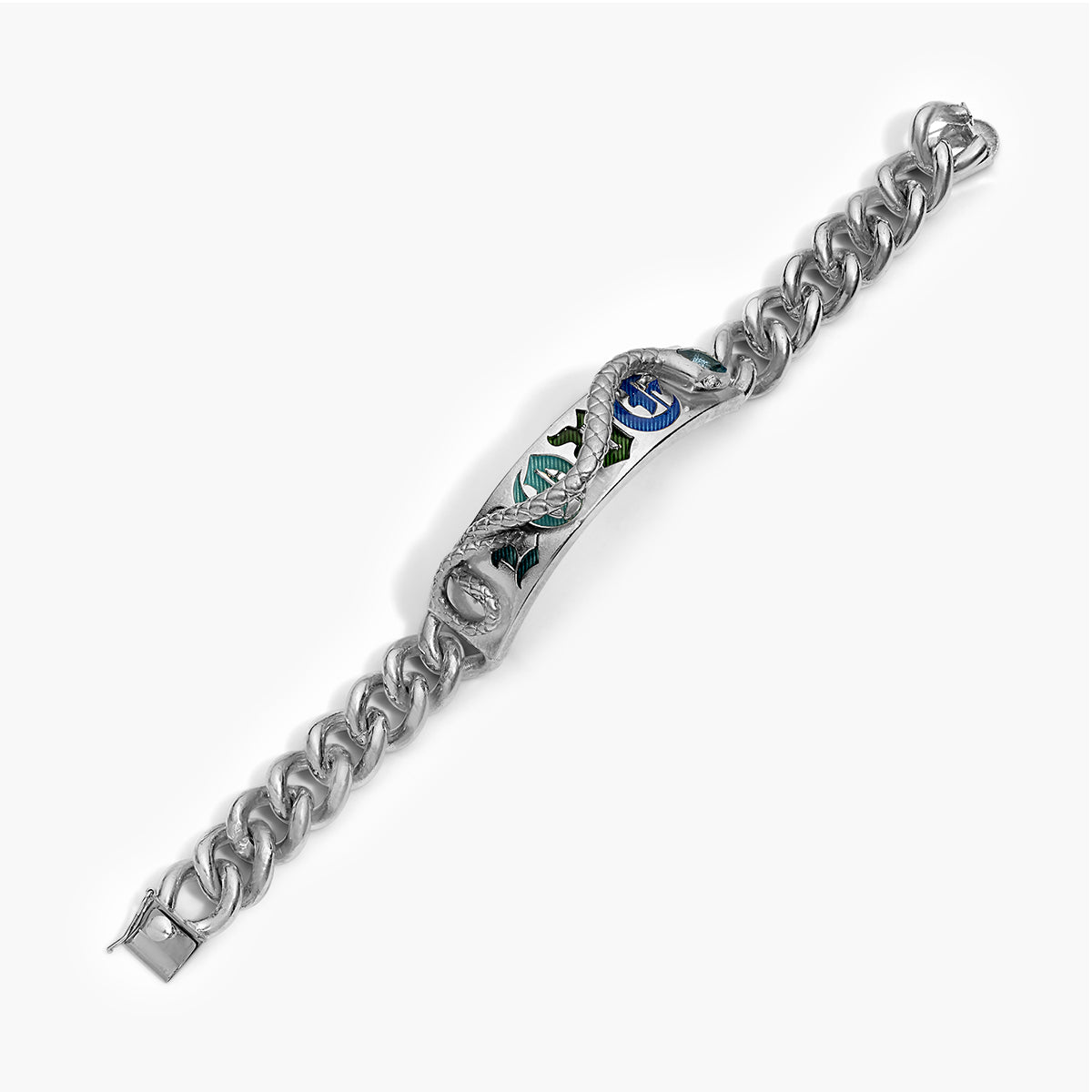 LOVE ID Bracelet with Vitreous Enamel and Silver Snake