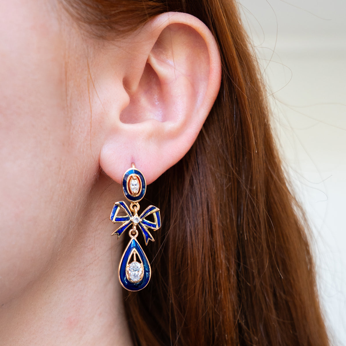 Victorian Bow Earrings with Diamonds