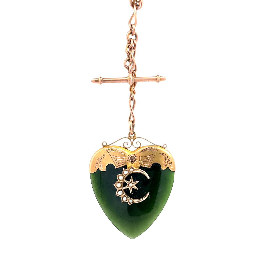 Heart-shape Nephrite Jade Pendant Necklace