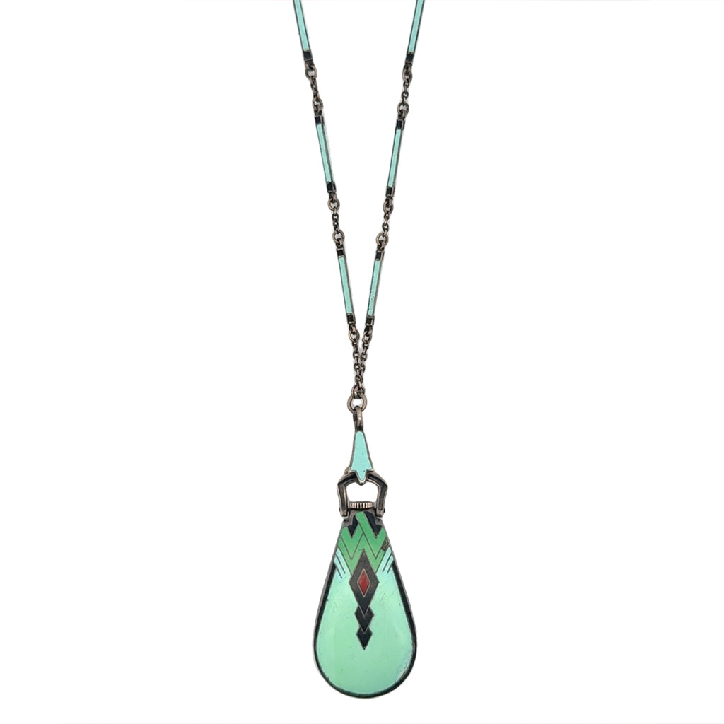 Victorian Enamel Watch Necklace