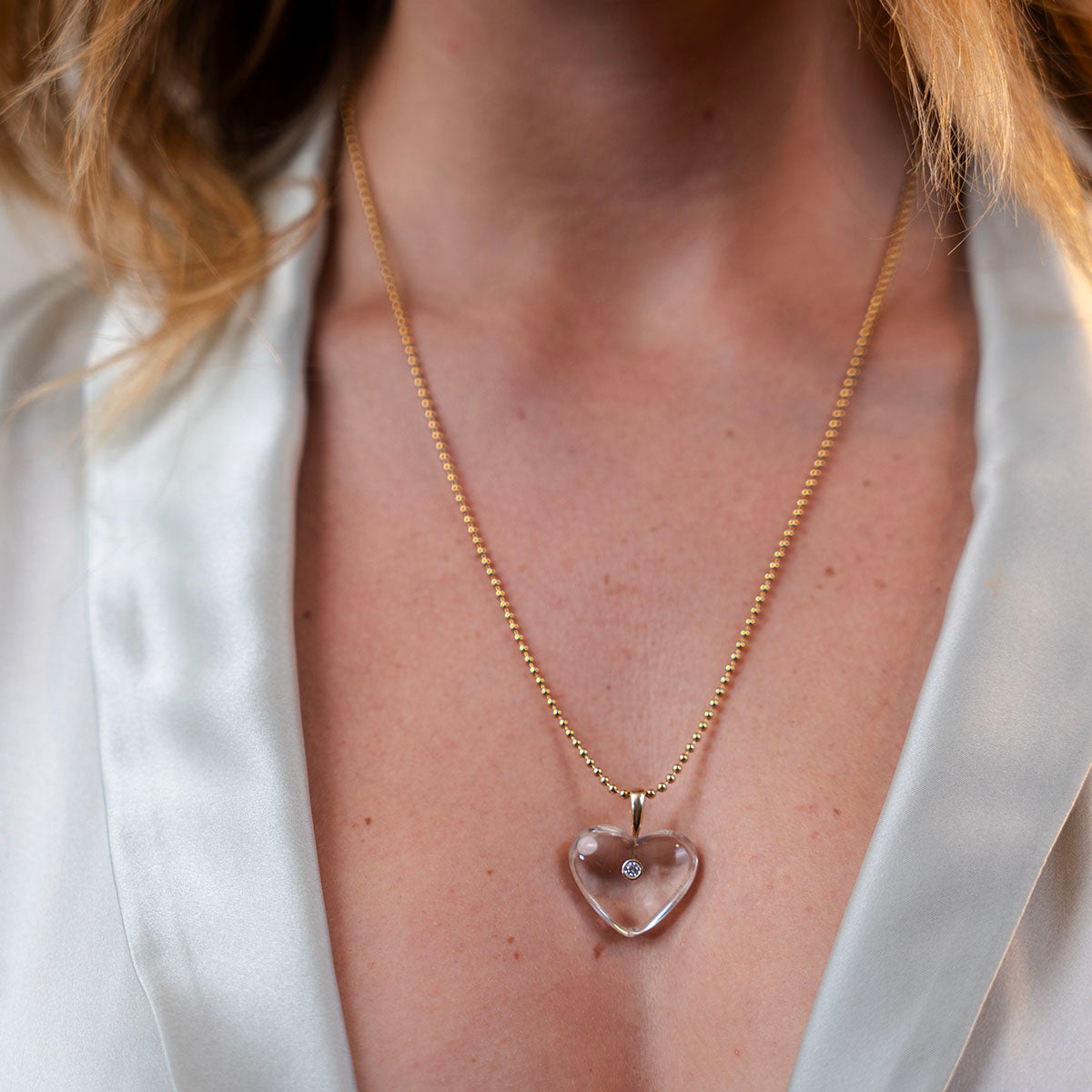 *AS Crop 2nd photo / Price - Rock Crystal Heart Pendant