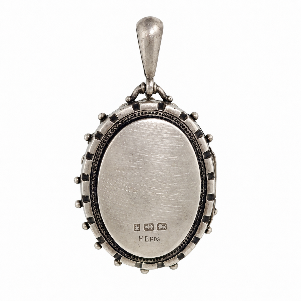 Vintage Star Border Engraved Oval Silver Locket