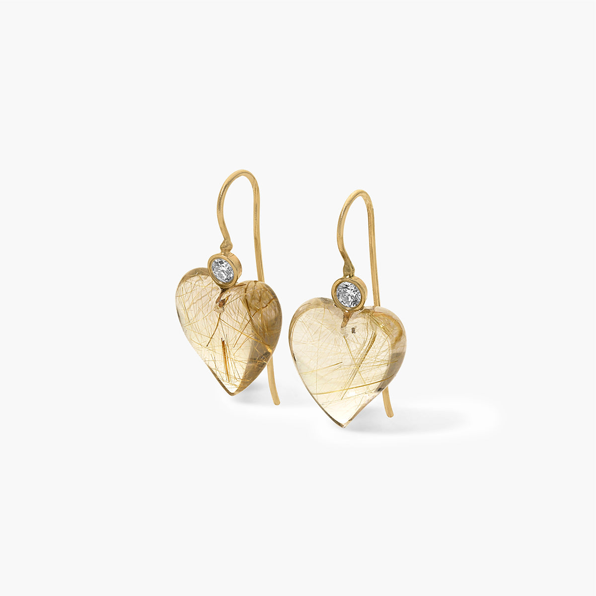 *AS get rid of 2nd hole / Quartz and Diamond Heart Earrings