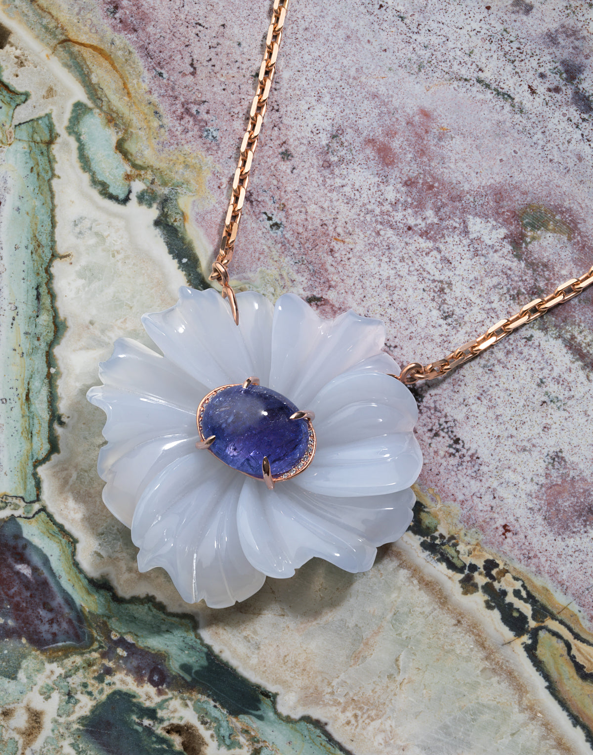 Chalcedony Flower Necklace