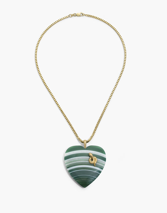 Green Onyx Heart Necklace