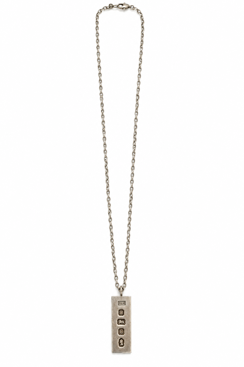 Vintage Silver Hallmark Ingot Pendant Necklace