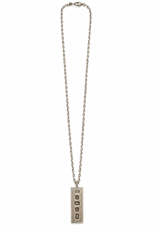 Vintage Silver Hallmark Ingot Pendant Necklace