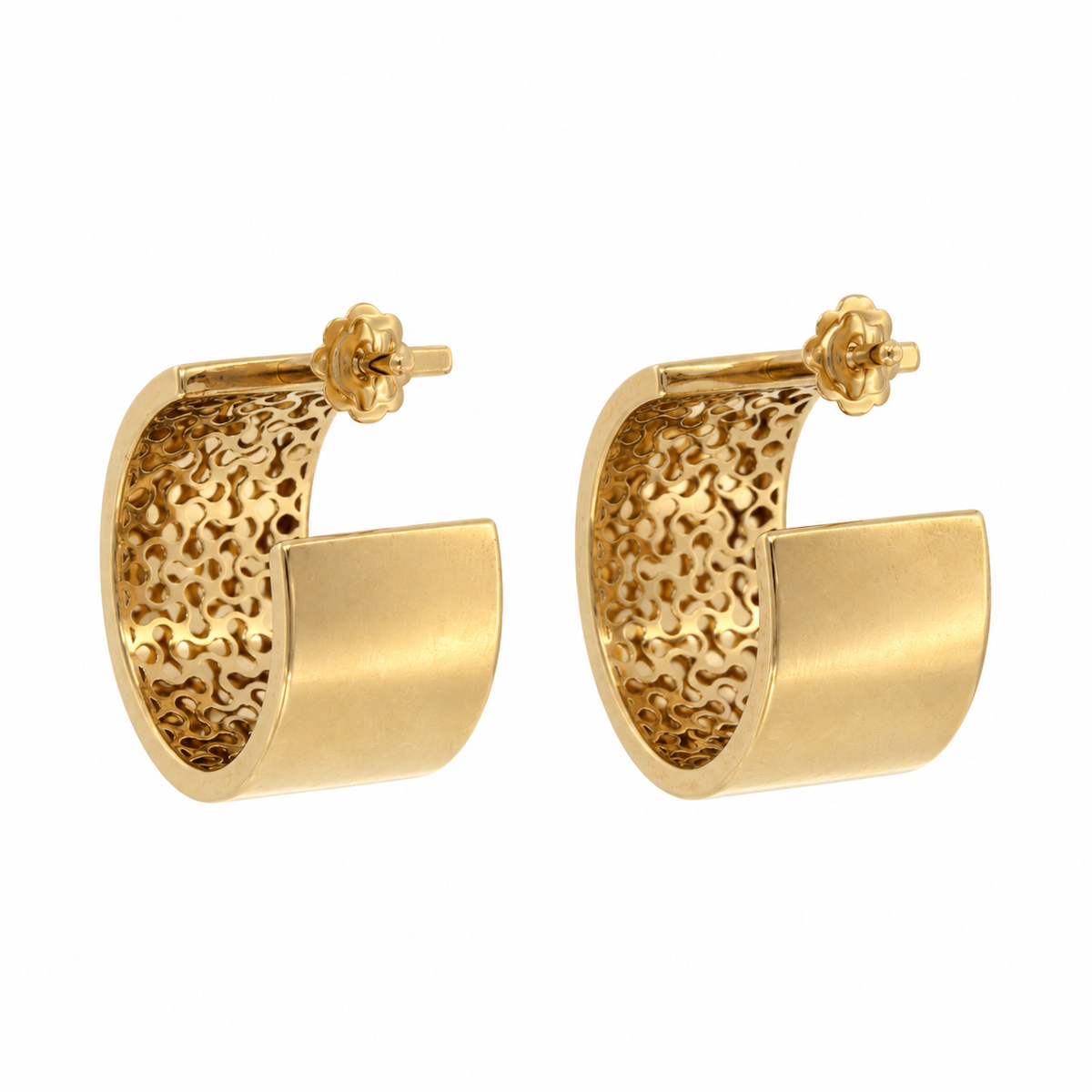 14K Wide Gold Hoops