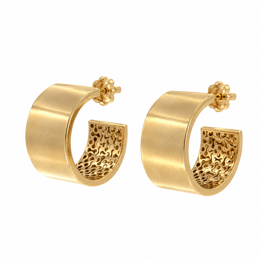 14K Wide Gold Hoops