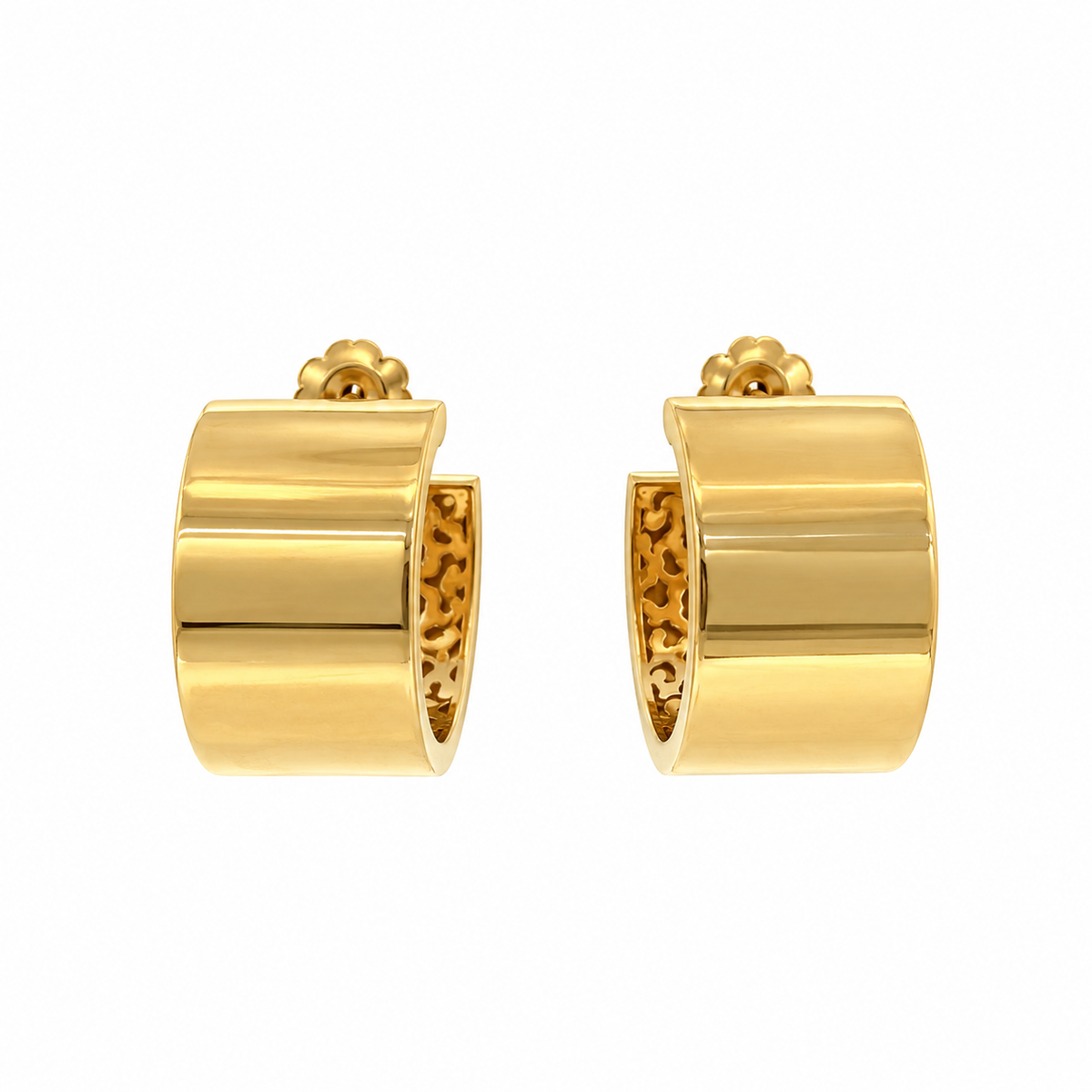 14K Wide Gold Hoops