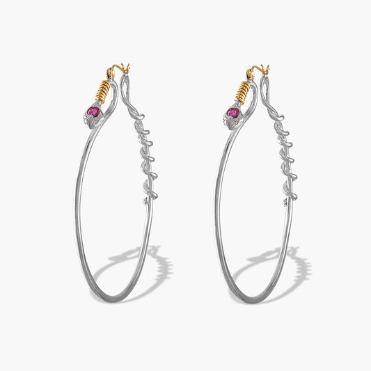 Serpent Twist Hoops - Silver