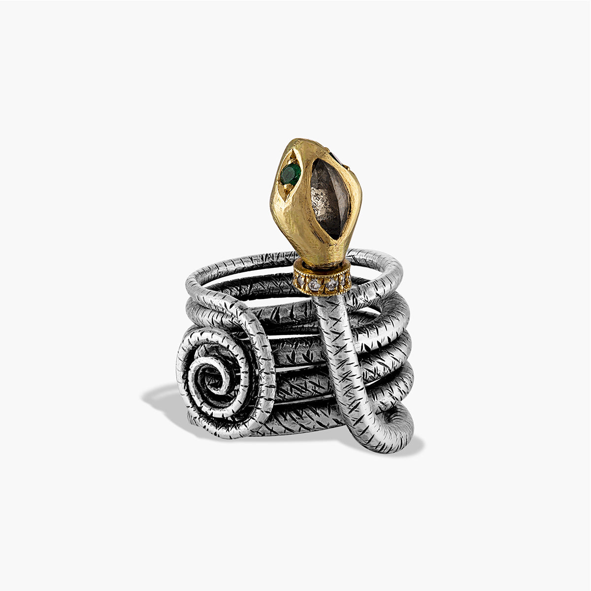 Coiled Silver Serpent Ring