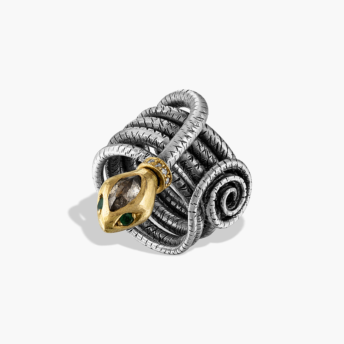 Coiled Silver Serpent Ring
