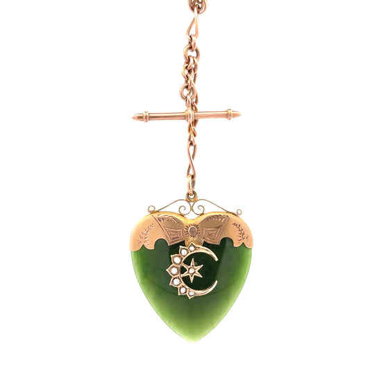 Heart-shape Nephrite Jade Pendant Necklace