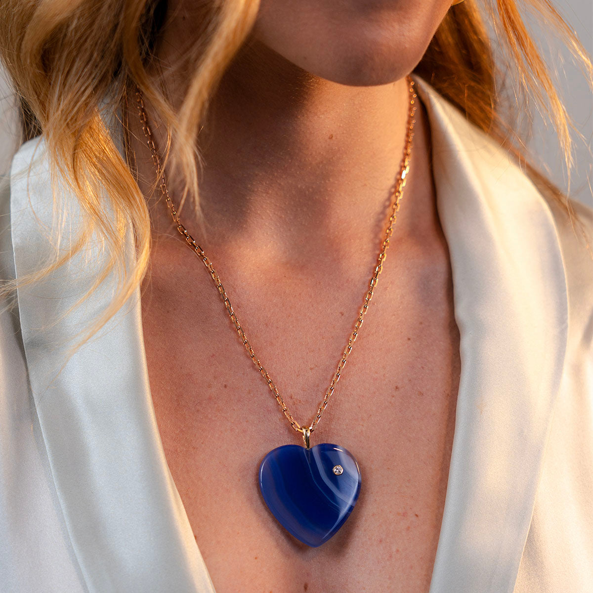 Blue Onyx Heart Pendant